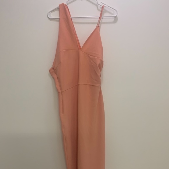 NWT Abercrombie and fitch Asymmetrical Ruched Maxi Dress in coral Size: Large - Picture 5 of 8